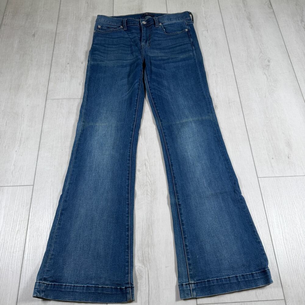 7 For All Mankind Tailorless Dojo Jeans Women's 29 Blue Flare Western High Rise